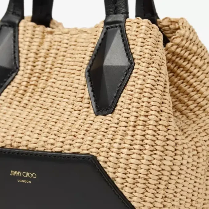 Diamond Tote Mini natuurlijke raffia-draagtas