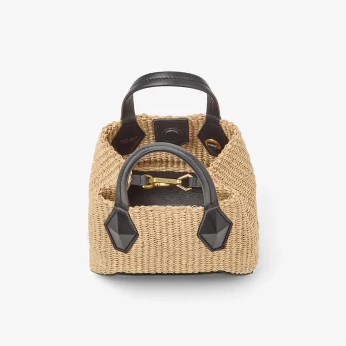 Diamond Tote Mini natuurlijke raffia-draagtas