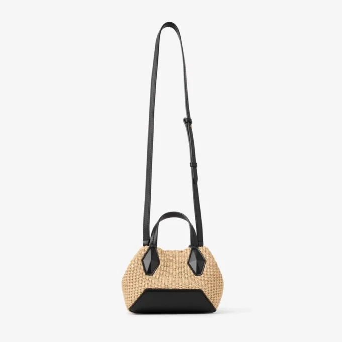 Diamond Tote Mini natuurlijke raffia-draagtas