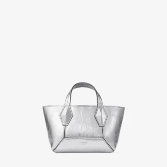 Diamond Tote Mini Zilveren Vintage Metallic Leren Minitas