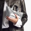 Diamond Tote Mini Zilveren Vintage Metallic Leren Minitas Diamond Tote Mini Zilveren Vintage Metallic Leren Minitas