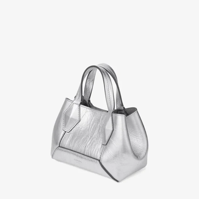 Diamond Tote Mini Zilveren Vintage Metallic Leren Minitas Diamond Tote Mini Zilveren Vintage Metallic Leren Minitas