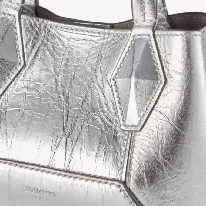 Diamond Tote Mini Zilveren Vintage Metallic Leren Minitas Diamond Tote Mini Zilveren Vintage Metallic Leren Minitas