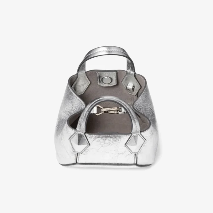 Diamond Tote Mini Zilveren Vintage Metallic Leren Minitas Diamond Tote Mini Zilveren Vintage Metallic Leren Minitas