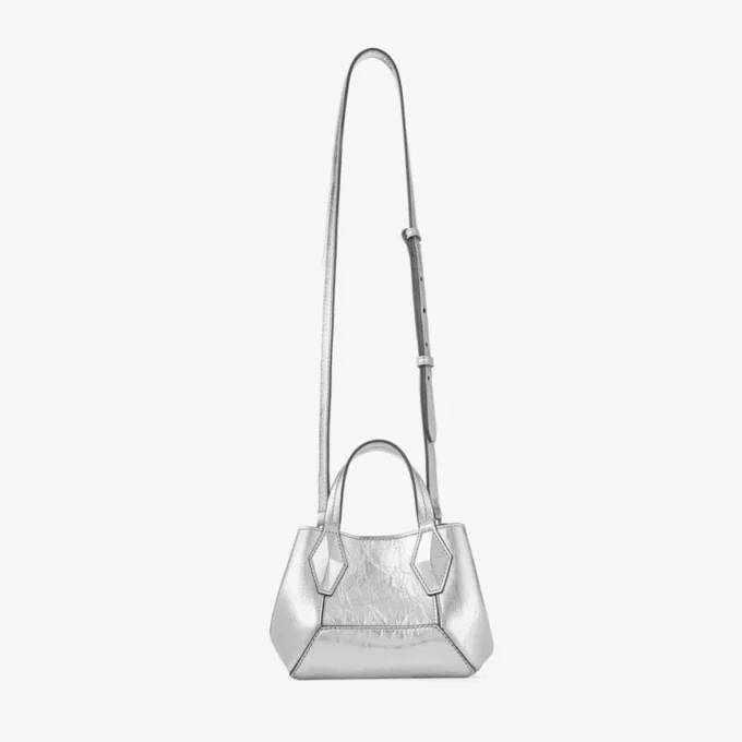 Diamond Tote Mini Zilveren Vintage Metallic Leren Minitas Diamond Tote Mini Zilveren Vintage Metallic Leren Minitas
