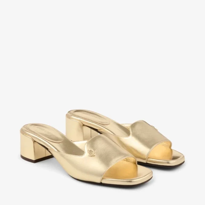 Dina 45 gouden metallic leren muiltjes