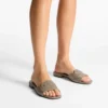Dina Flat Taupe platte schoenen van struisvogelleer