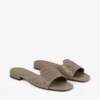 Dina Flat Taupe platte schoenen van struisvogelleer