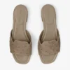 Dina Flat Taupe platte schoenen van struisvogelleer
