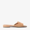 Dina platte suède ballerina’s in toffee