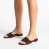 Dina platte zwarte nappaleren sandaal met gekruiste bandjes Dina platte zwarte nappaleren sandaal met gekruiste bandjes