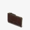 Dm Lise-Z Chocoladebruin kalfsleer portemonnee met krokodillenreliëf Dm Lise-Z Chocoladebruin kalfsleer portemonnee met krokodillenreliëf