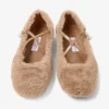 Eleri ballerina Toffee schapenvacht ballerina pumps met parelbedeling