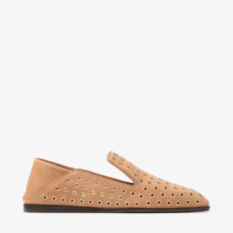 Eliot Slipper F Toffee suède pantoffels met oogjes