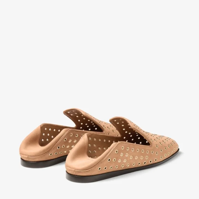 Eliot Slipper F Toffee suède pantoffels met oogjes Eliot Slipper F Toffee suède pantoffels met oogjes