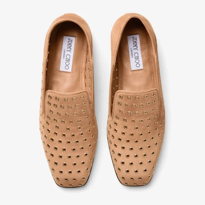 Eliot Slipper F Toffee suède pantoffels met oogjes Eliot Slipper F Toffee suède pantoffels met oogjes