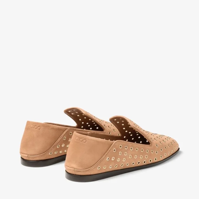 Eliot Slipper F Toffee suède pantoffels met oogjes Eliot Slipper F Toffee suède pantoffels met oogjes