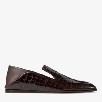Eliot Slipper Heren Sambuco Slippers van leer met krokodillenreliëf