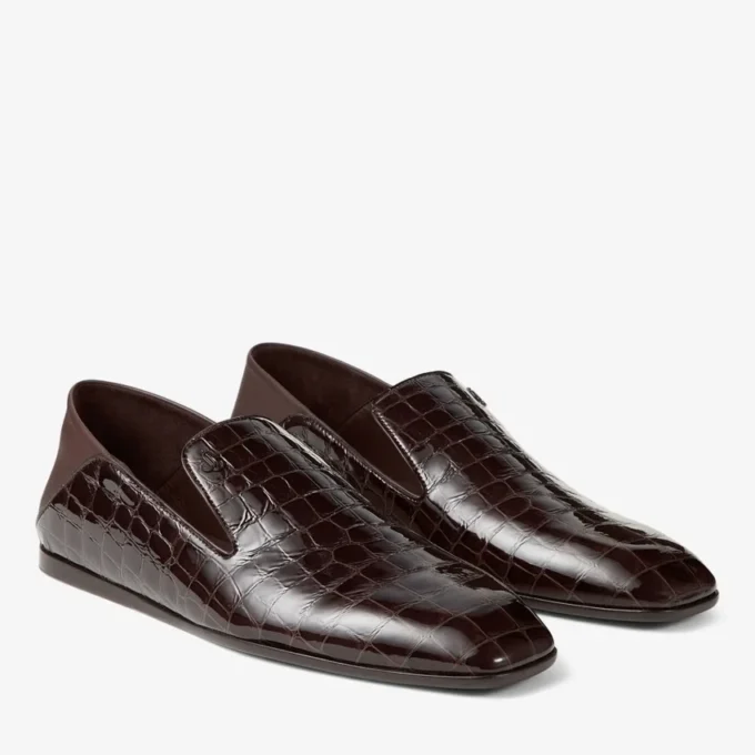 Eliot Slipper Heren Sambuco Slippers van leer met krokodillenreliëf Eliot Slipper Heren Sambuco Slippers van leer met krokodillenreliëf