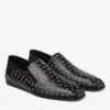 Eliot Slipper Heren Zwarte Metallic Nappalederen Slippers met Oogjes Eliot Slipper Heren Zwarte Metallic Nappalederen Slippers met Oogjes
