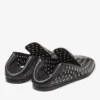 Eliot Slipper Heren Zwarte Metallic Nappalederen Slippers met Oogjes Eliot Slipper Heren Zwarte Metallic Nappalederen Slippers met Oogjes