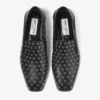 Eliot Slipper Heren Zwarte Metallic Nappalederen Slippers met Oogjes Eliot Slipper Heren Zwarte Metallic Nappalederen Slippers met Oogjes