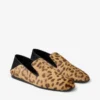 Eliot-slipper Natuurlijke poneyleer slippers met luipaardprint