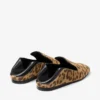 Eliot-slipper Natuurlijke poneyleer slippers met luipaardprint