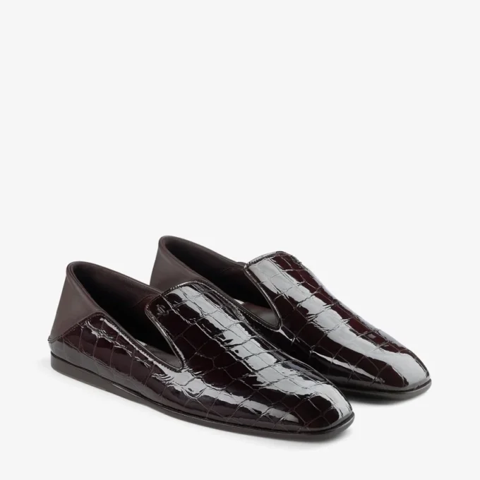 Eliot Slipper Sambuco Slippers van leer met krokodillenreliëf