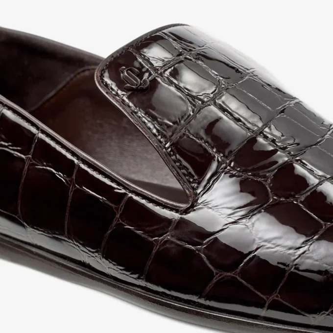 Eliot Slipper Sambuco Slippers van leer met krokodillenreliëf