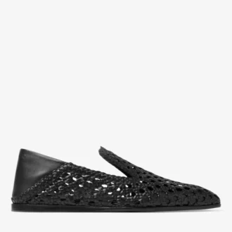 Eliot Slipper Zwarte geweven leren pantoffels