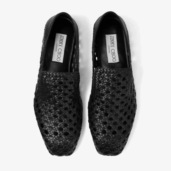 Eliot Slipper Zwarte geweven leren pantoffels Eliot Slipper Zwarte geweven leren pantoffels