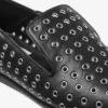 Eliot-slipper Zwarte metallic nappaleer slippers met oogjes Eliot-slipper Zwarte metallic nappaleer slippers met oogjes
