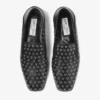 Eliot-slipper Zwarte metallic nappaleer slippers met oogjes Eliot-slipper Zwarte metallic nappaleer slippers met oogjes