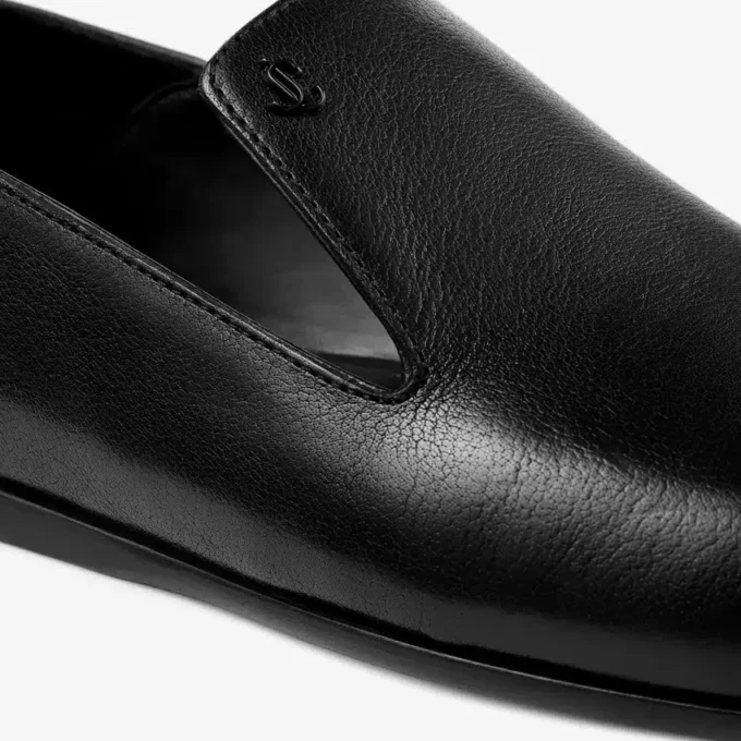 Eliot Slipper Zwarte vintage leren pantoffels