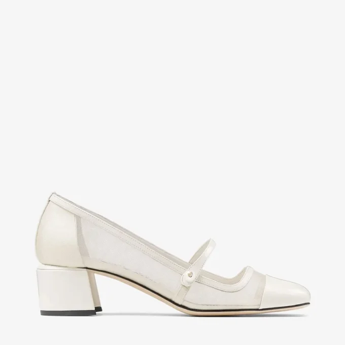 Elisa 45 Latte pumps van lakleer en mesh
