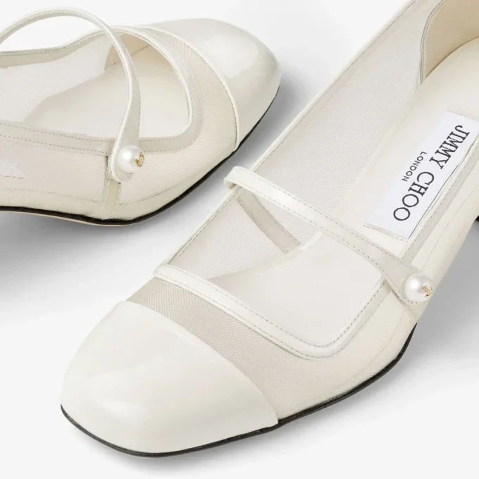 Elisa 45 Latte pumps van lakleer en mesh