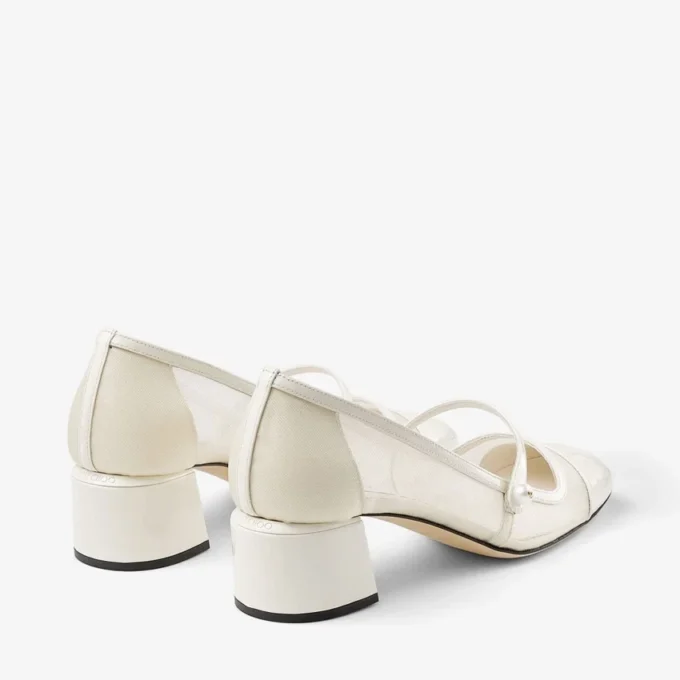 Elisa 45 Latte pumps van lakleer en mesh