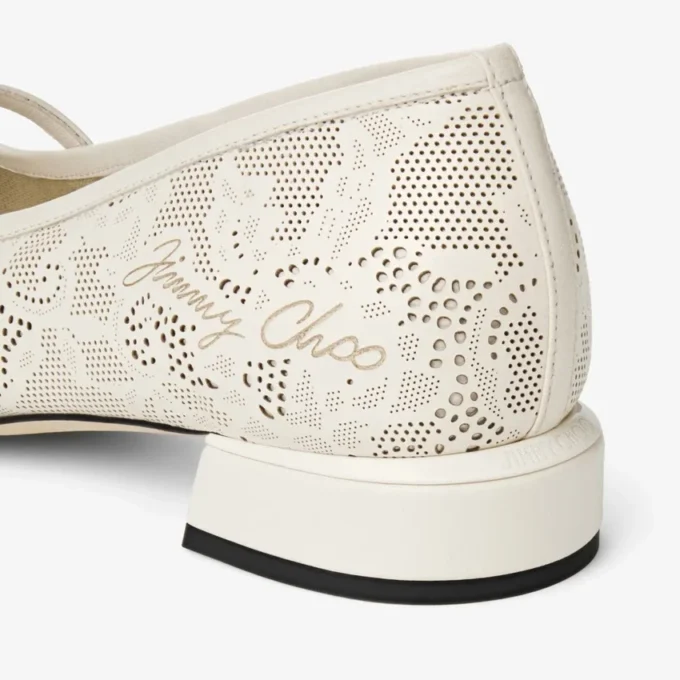 Elisa Ballerina Latte jimmy choo Ballerina’s van geperforeerd nappaleer Elisa Ballerina Latte jimmy choo Ballerina’s van geperforeerd nappaleer
