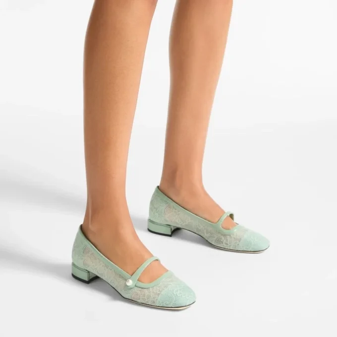 Elisa Ballerina Verde jimmy choo-kant en Spazzolato-ballerina’s