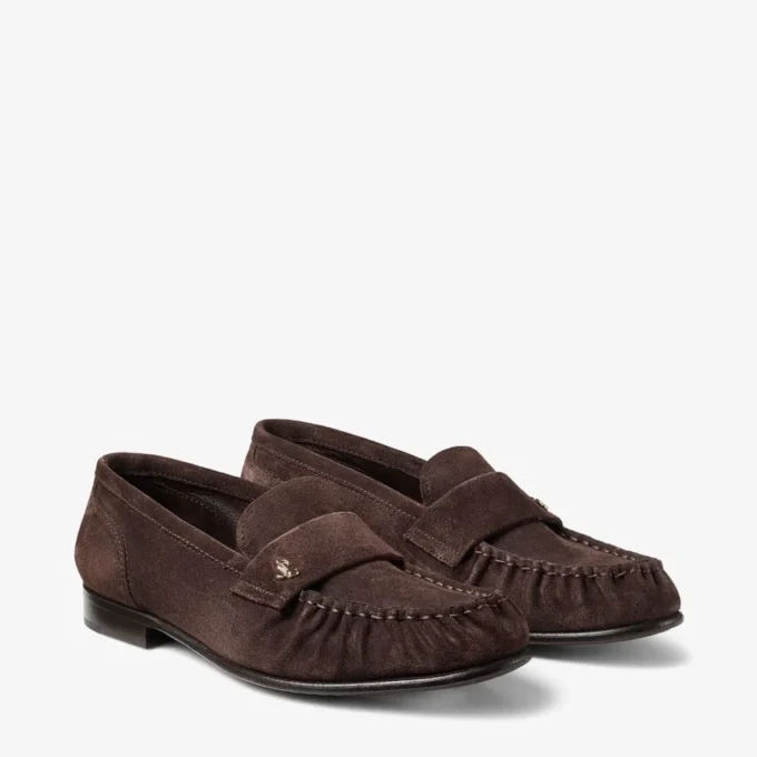 Ellis Loafer F Chocoladekleurige suède loafers