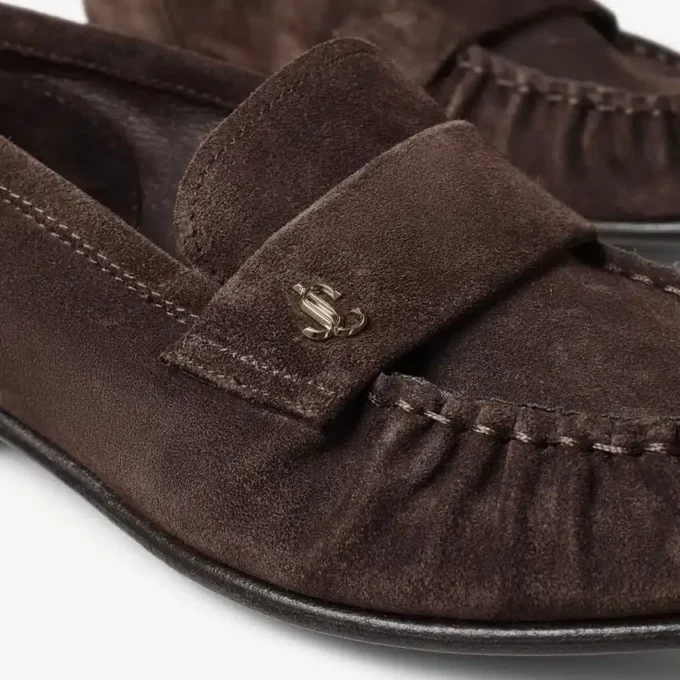 Ellis Loafer F Chocoladekleurige suède loafers