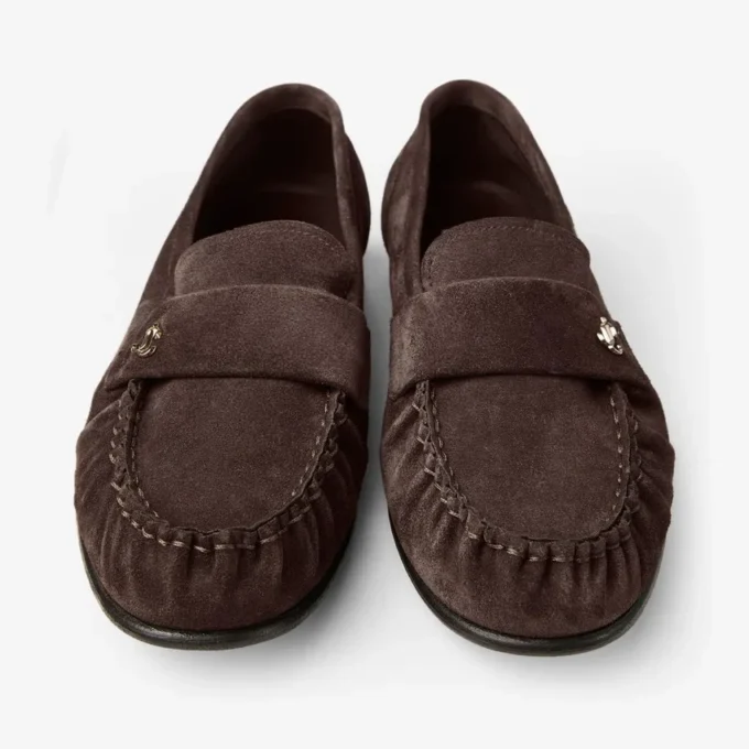 Ellis Loafer F Chocoladekleurige suède loafers