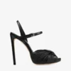 Elly 120 Zwarte sandalen van zacht handschoenleer en glanzend nappaleer