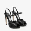 Elly 120 Zwarte sandalen van zacht handschoenleer en glanzend nappaleer