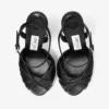 Elly 120 Zwarte sandalen van zacht handschoenleer en glanzend nappaleer