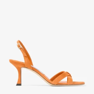 Elsy 70 Sunset Orange suède sandalen met gekruiste bandjes