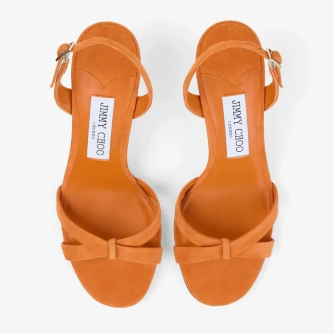 Elsy 70 Sunset Orange suède sandalen met gekruiste bandjes Elsy 70 Sunset Orange suède sandalen met gekruiste bandjes