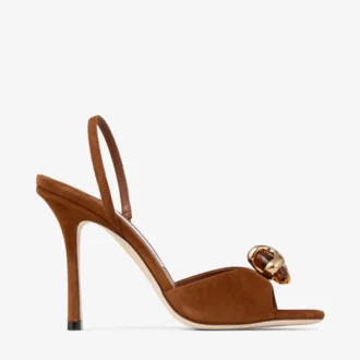 Emani 100 sandalen van bruin en amberkleurig suède