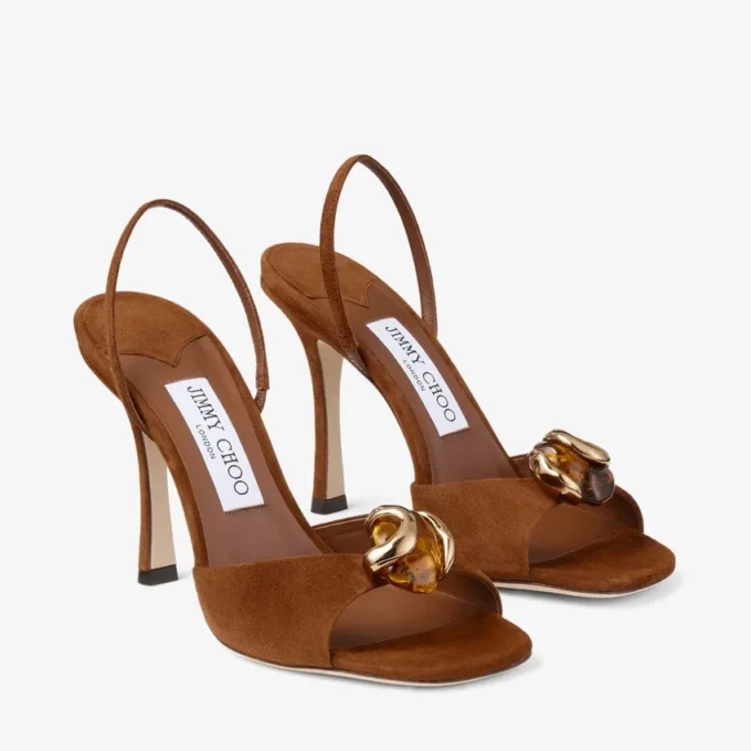 Emani 100 sandalen van bruin en amberkleurig suède Emani 100 sandalen van bruin en amberkleurig suède
